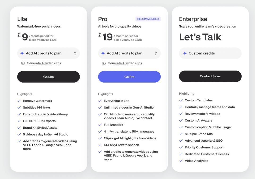 Veed Pricing