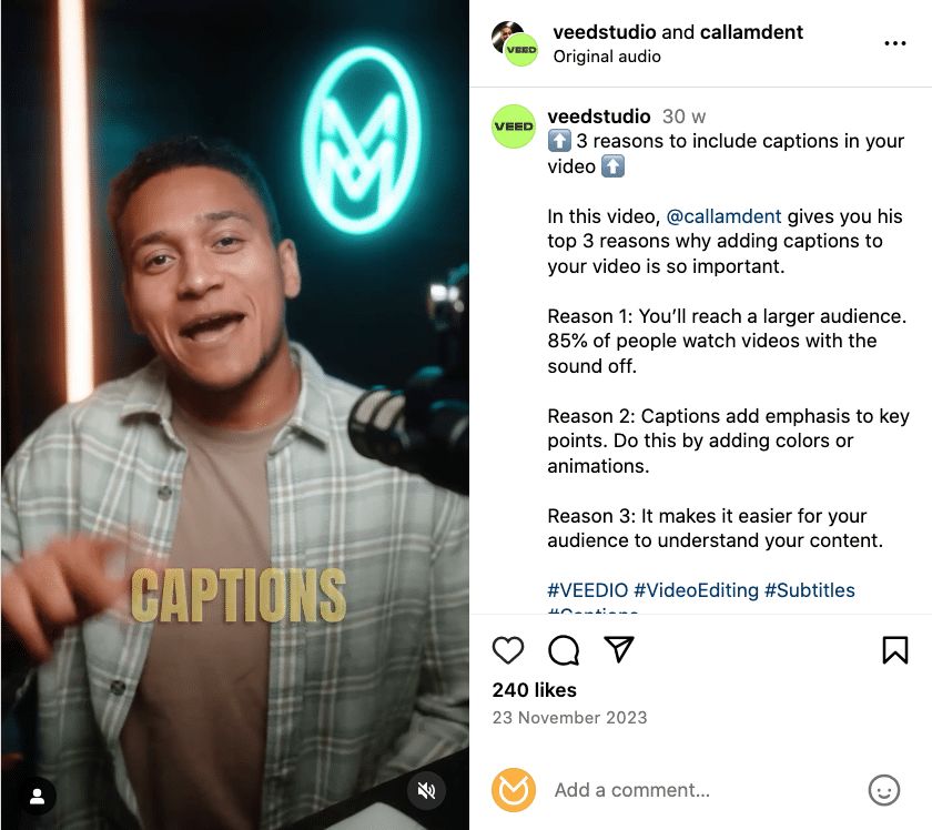 Veed Instagram post